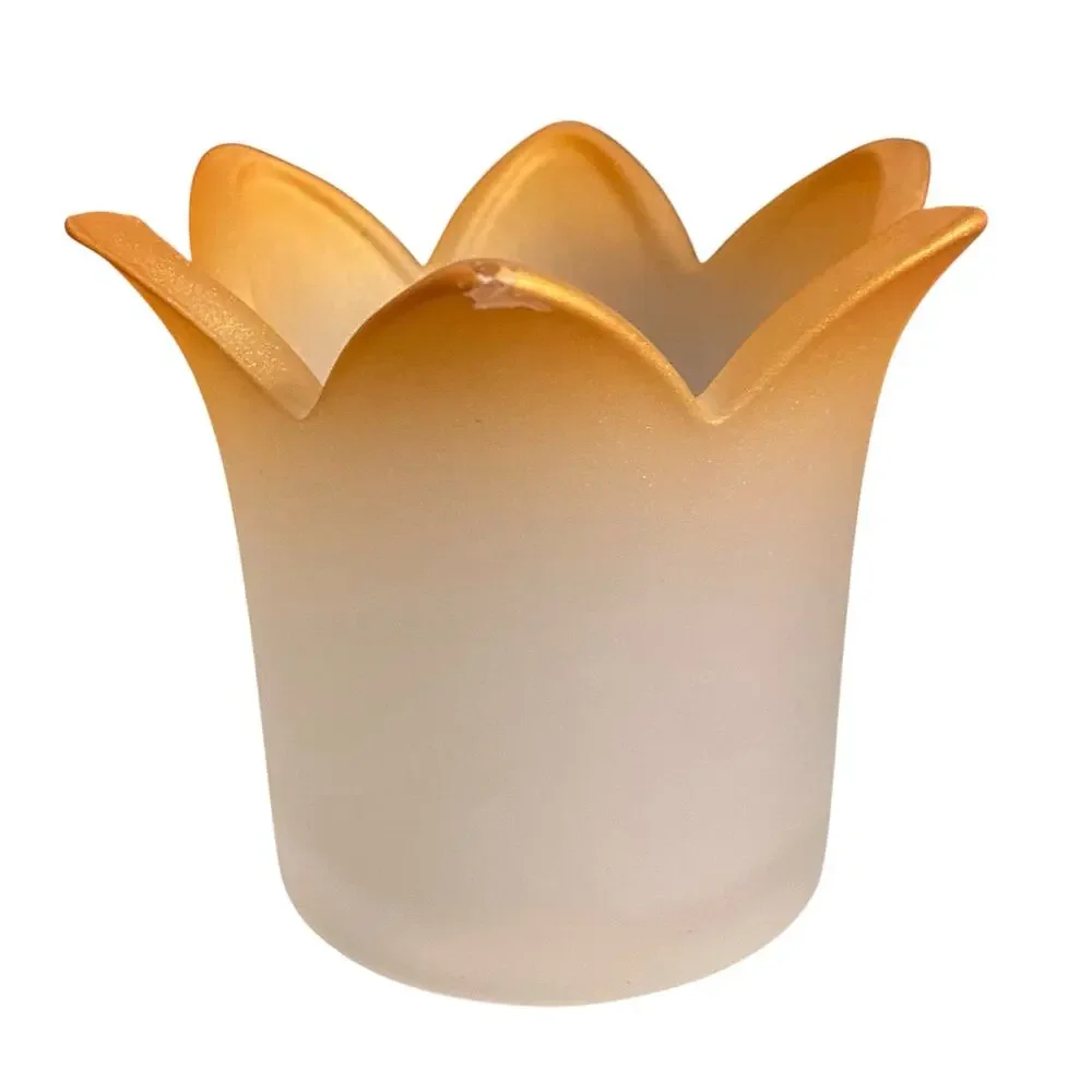 NIB Vintage Partylite P7233 Golden Candle Holders Set of 3 Frosted Glass